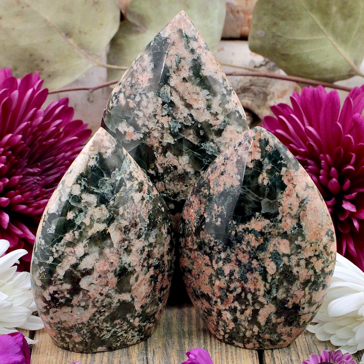 Green Sakura Agate Teardrop