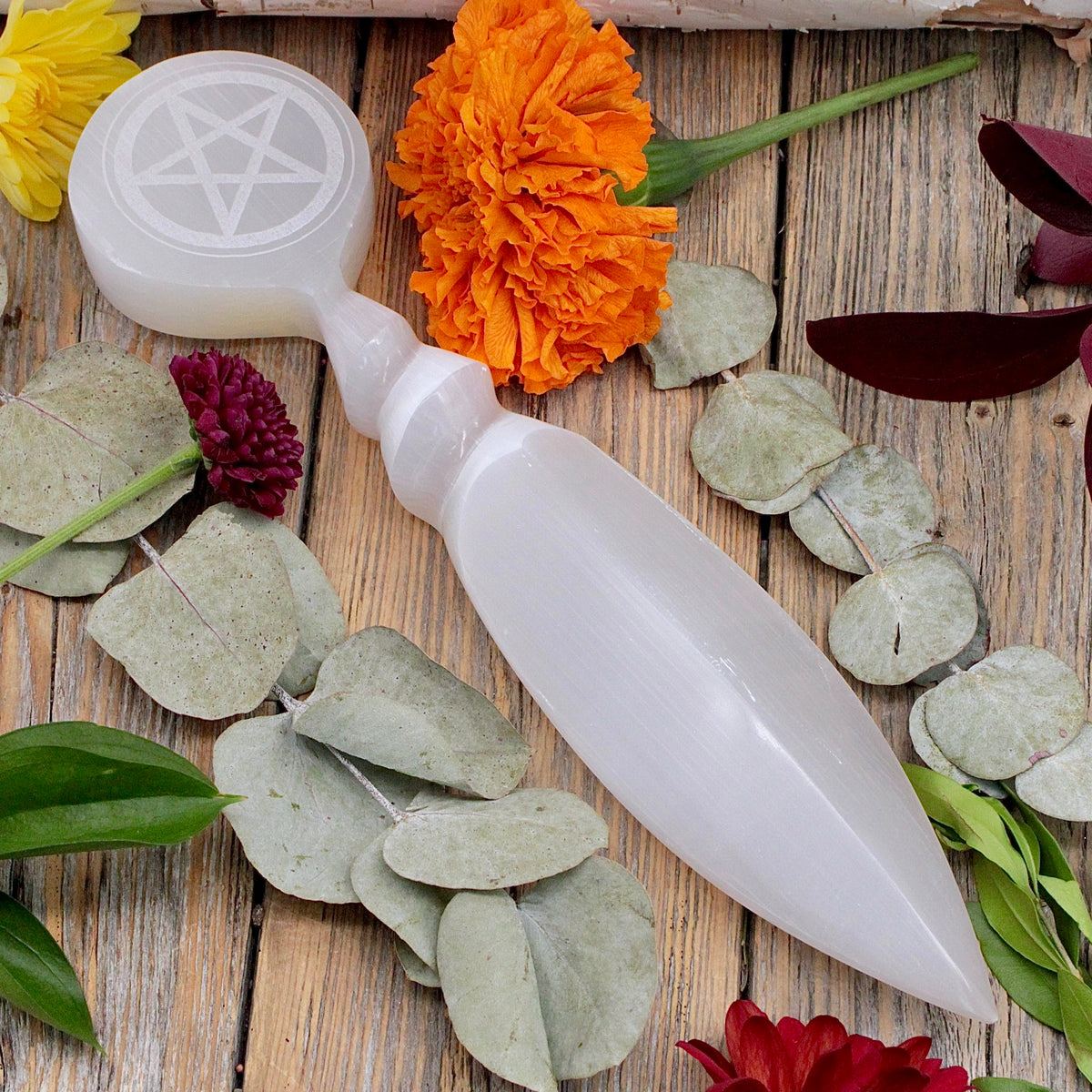 Selenite Athame with Pentacle