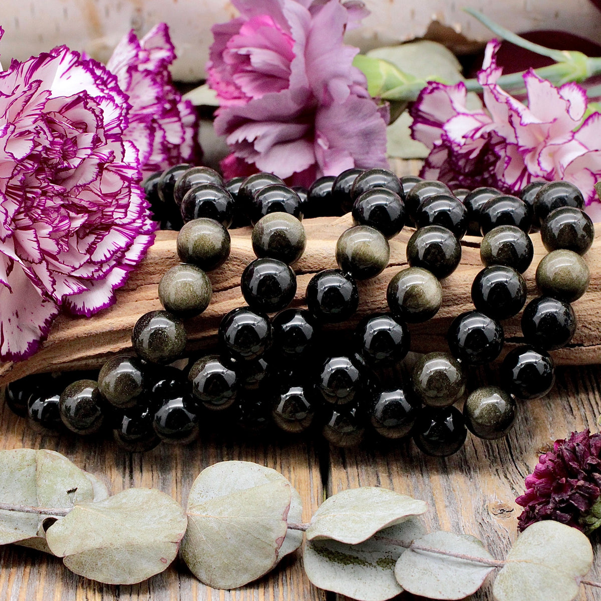 Golden Sheen Obsidian Bracelet - 12mm