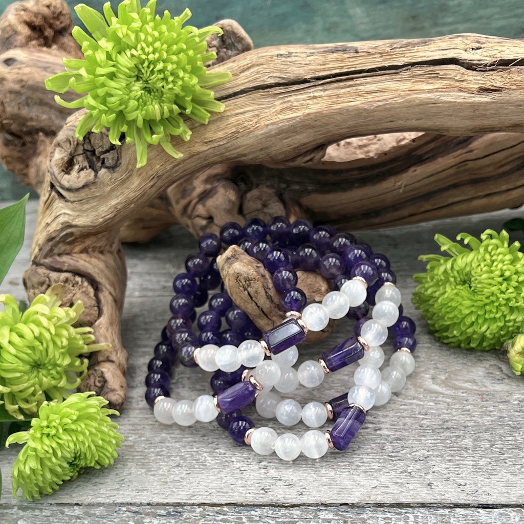 Amethyst & Selenite Bracelet - 8mm