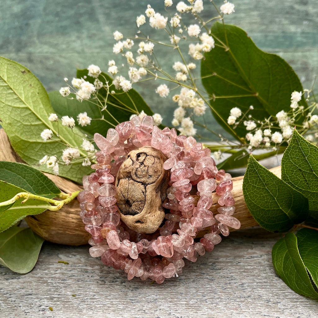 Strawberry Quartz Chip Bracelet