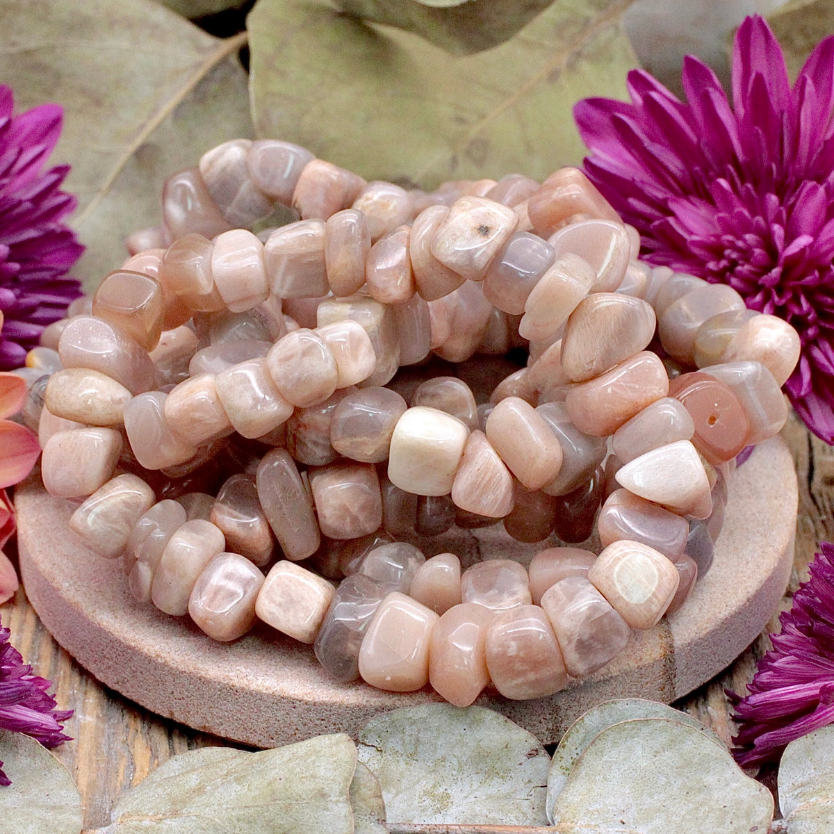 Peach Moonstone Chunky Chip Bracelet