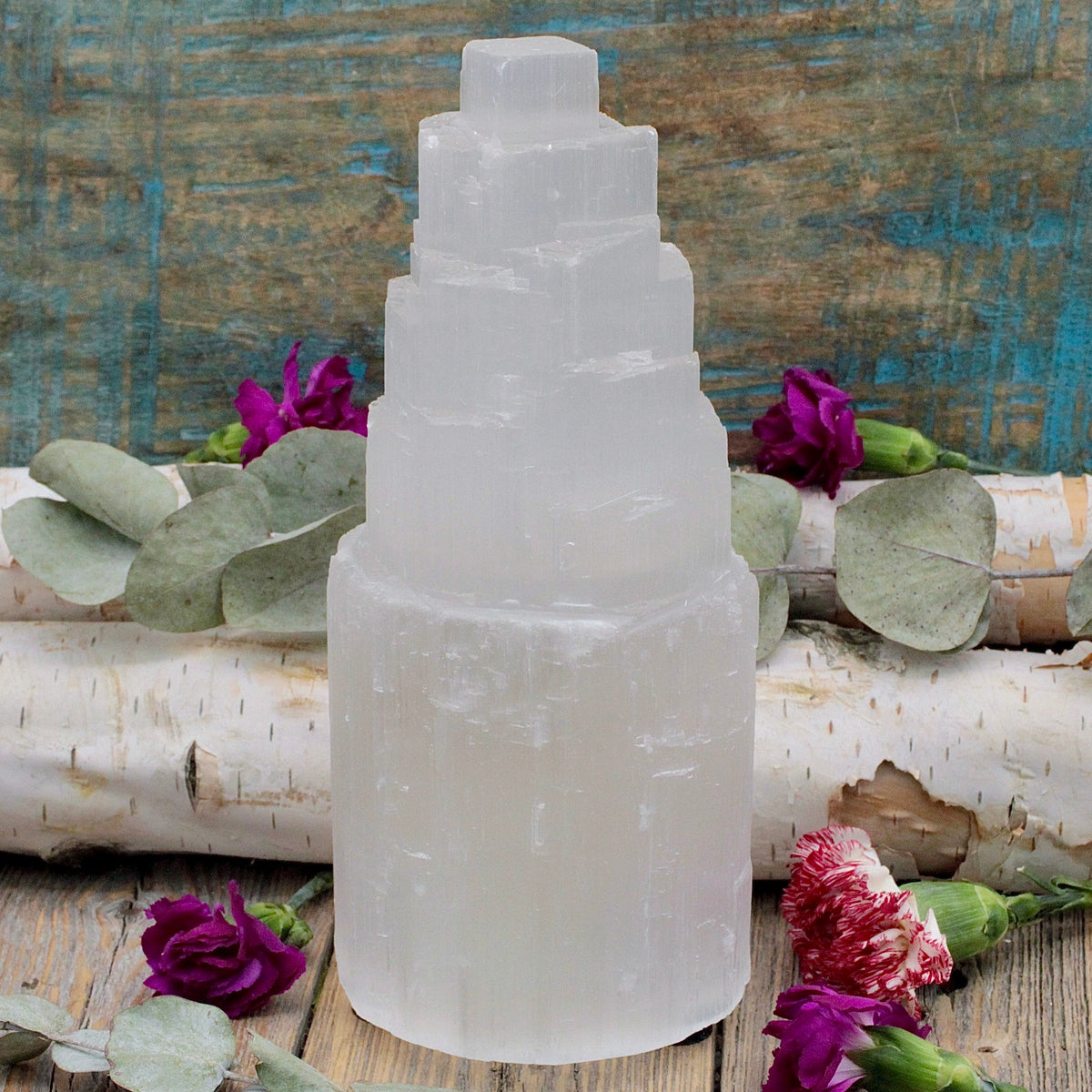 Selenite Lamp Tower 8"