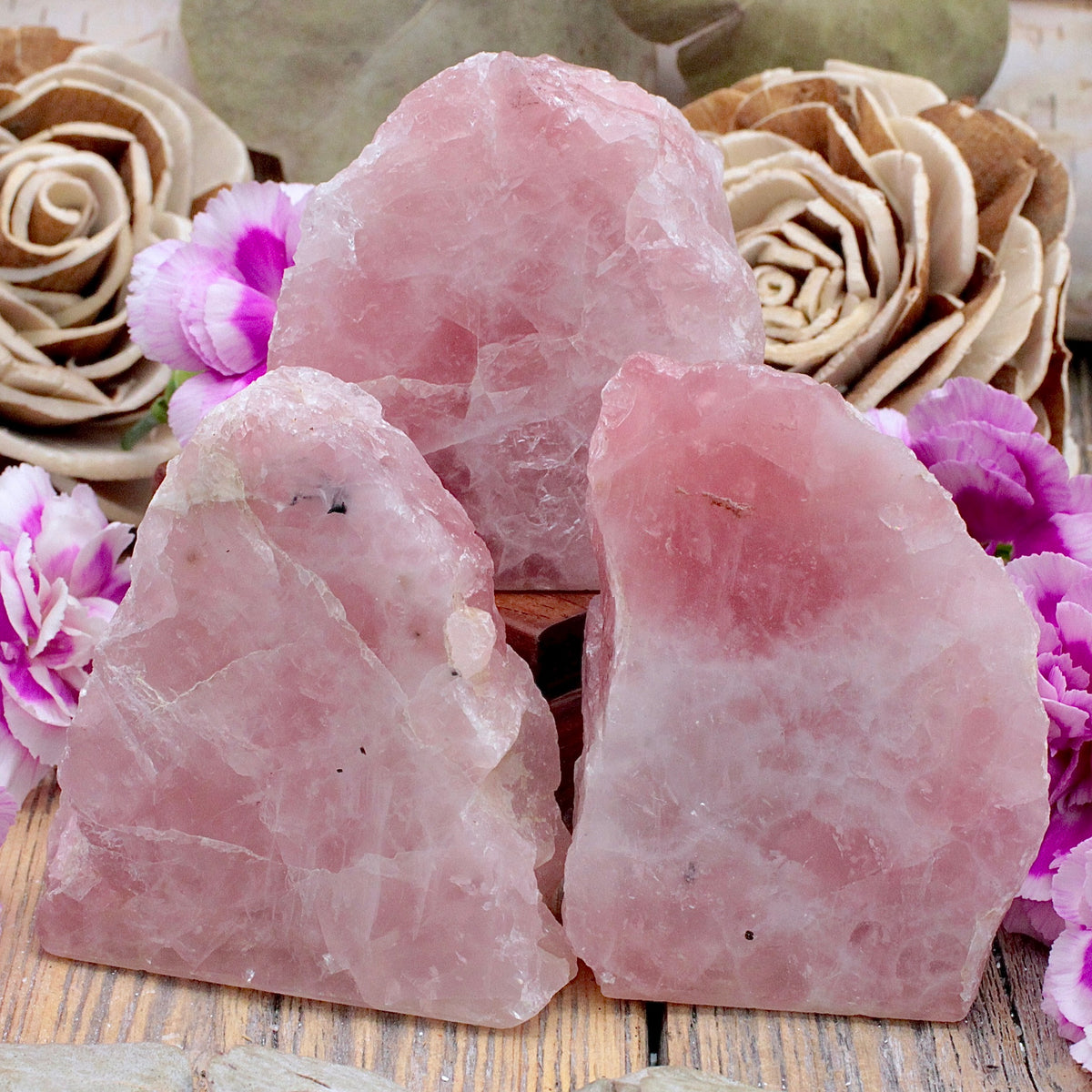 Rose Quartz Cutbase Half Polish