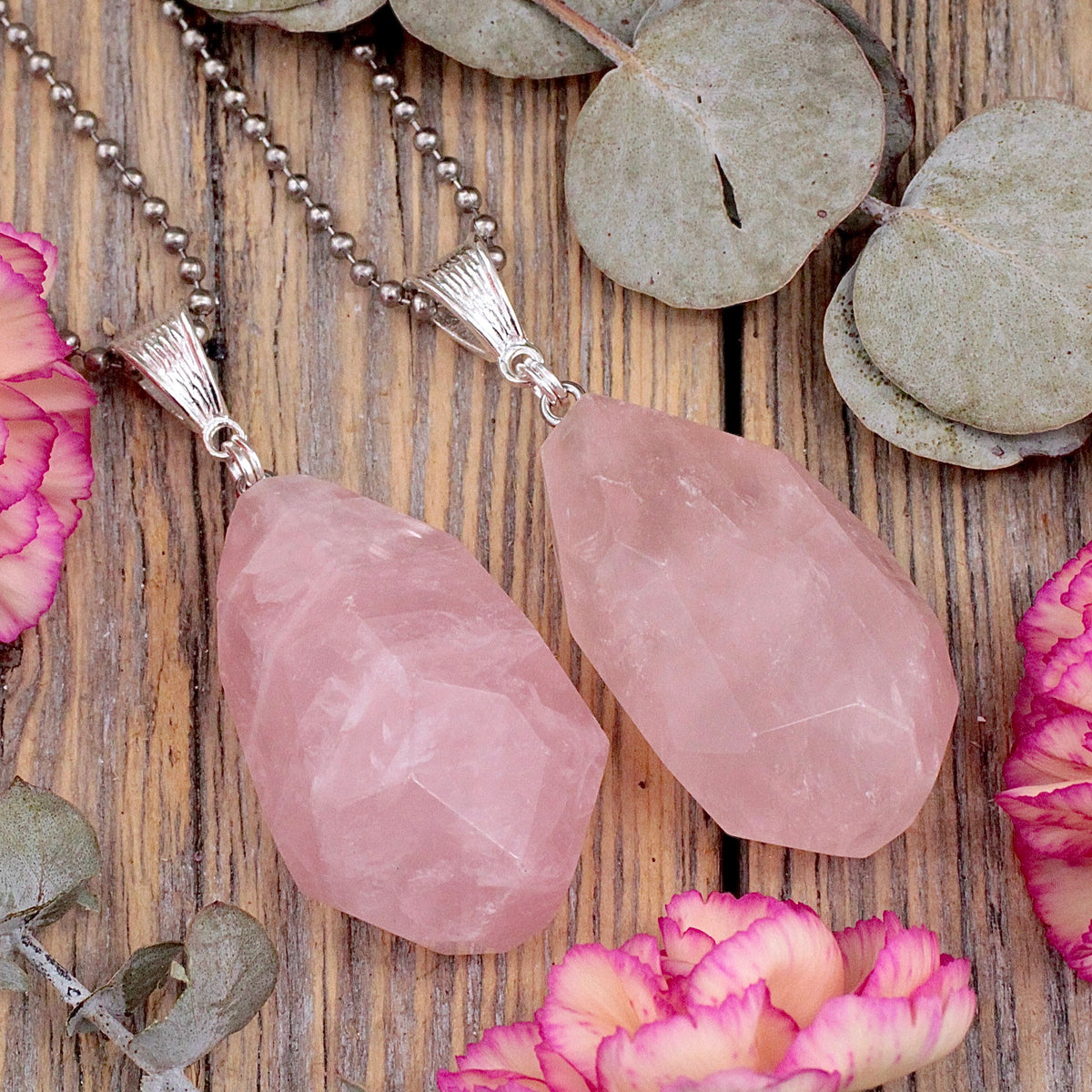 Rose Quartz Faceted Drop Necklace
