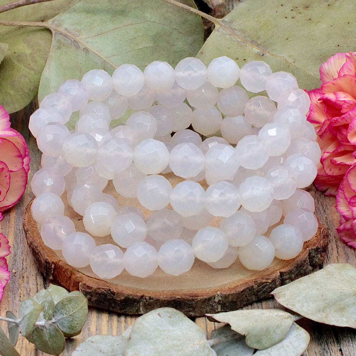 White Agate Bracelet - 10mm
