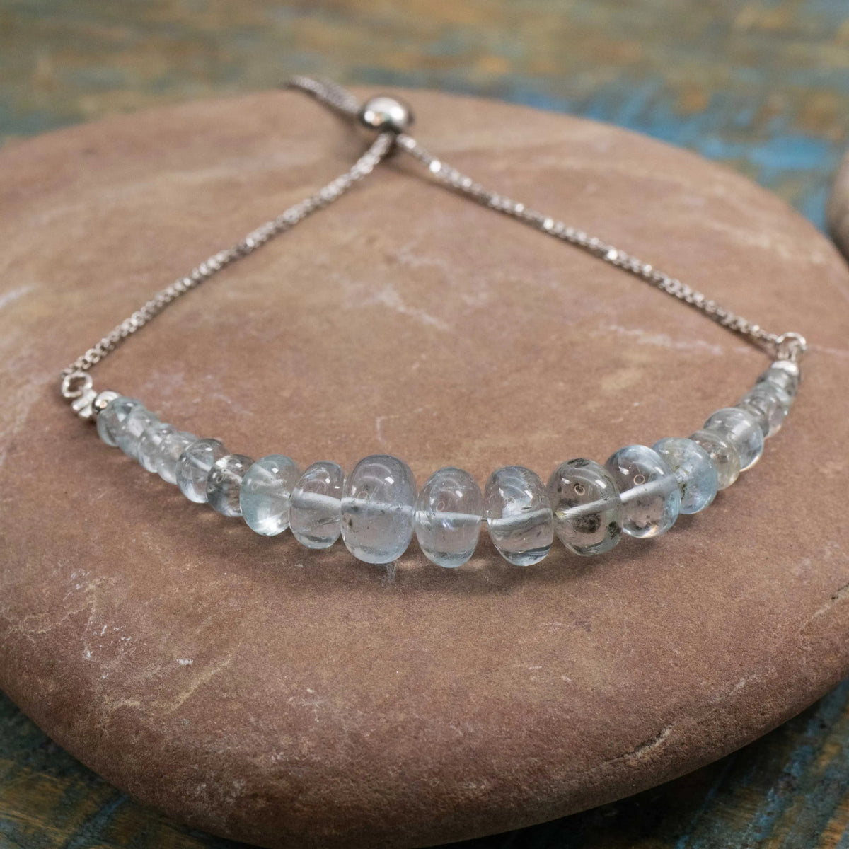 Aquamarine Bolo Bracelet - Sterling Silver