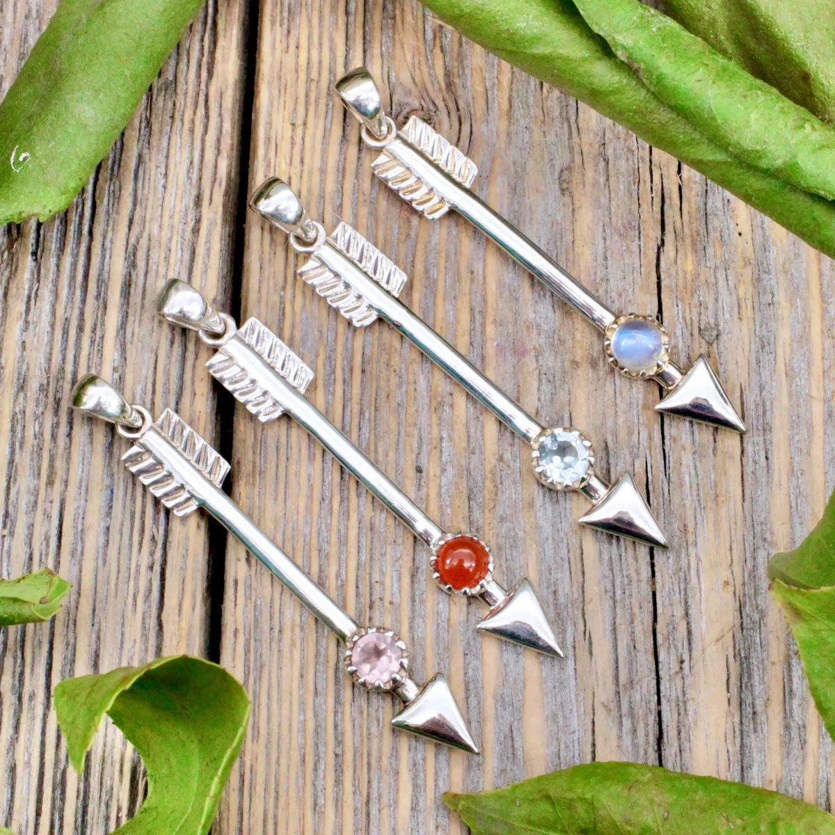 Arrow Pendant with Gemstone Accent - Sterling Silver