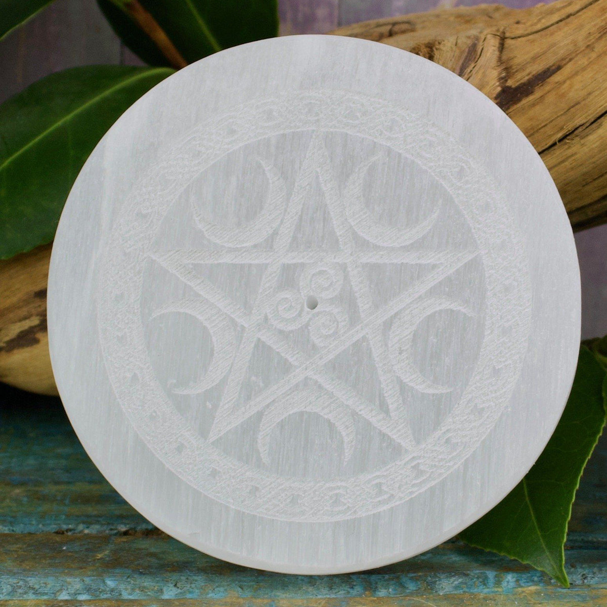 Pentacle Selenite Incense Holder / Charging Plate