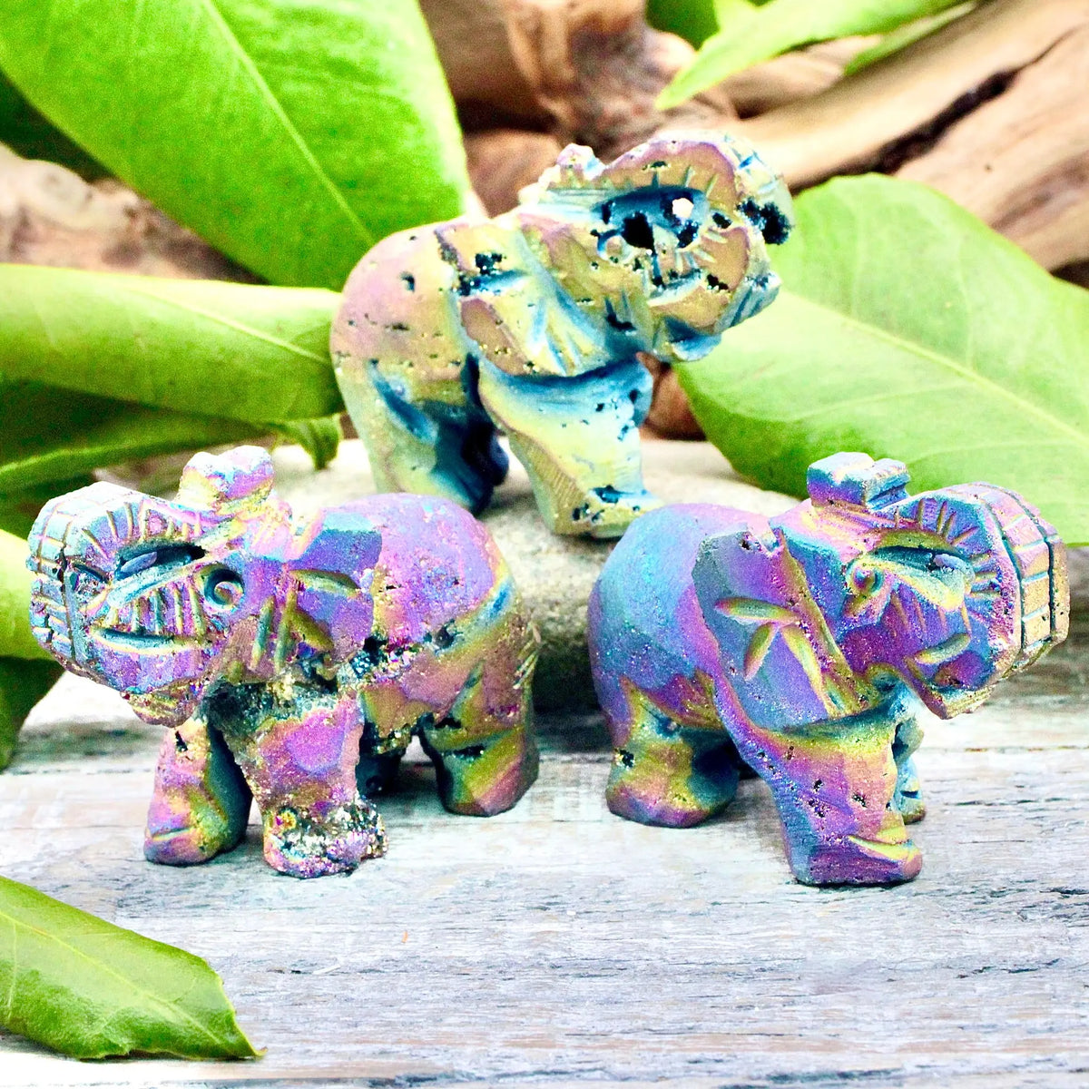 Titanium Sphalerite Elephant Carving