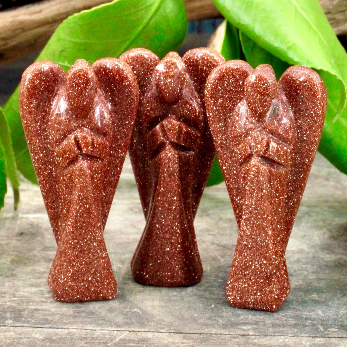 Goldstone Angel Carving - 2"