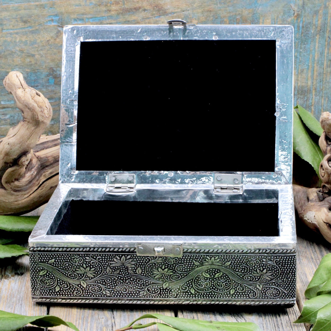 Silver Embossed Om Treasure Box