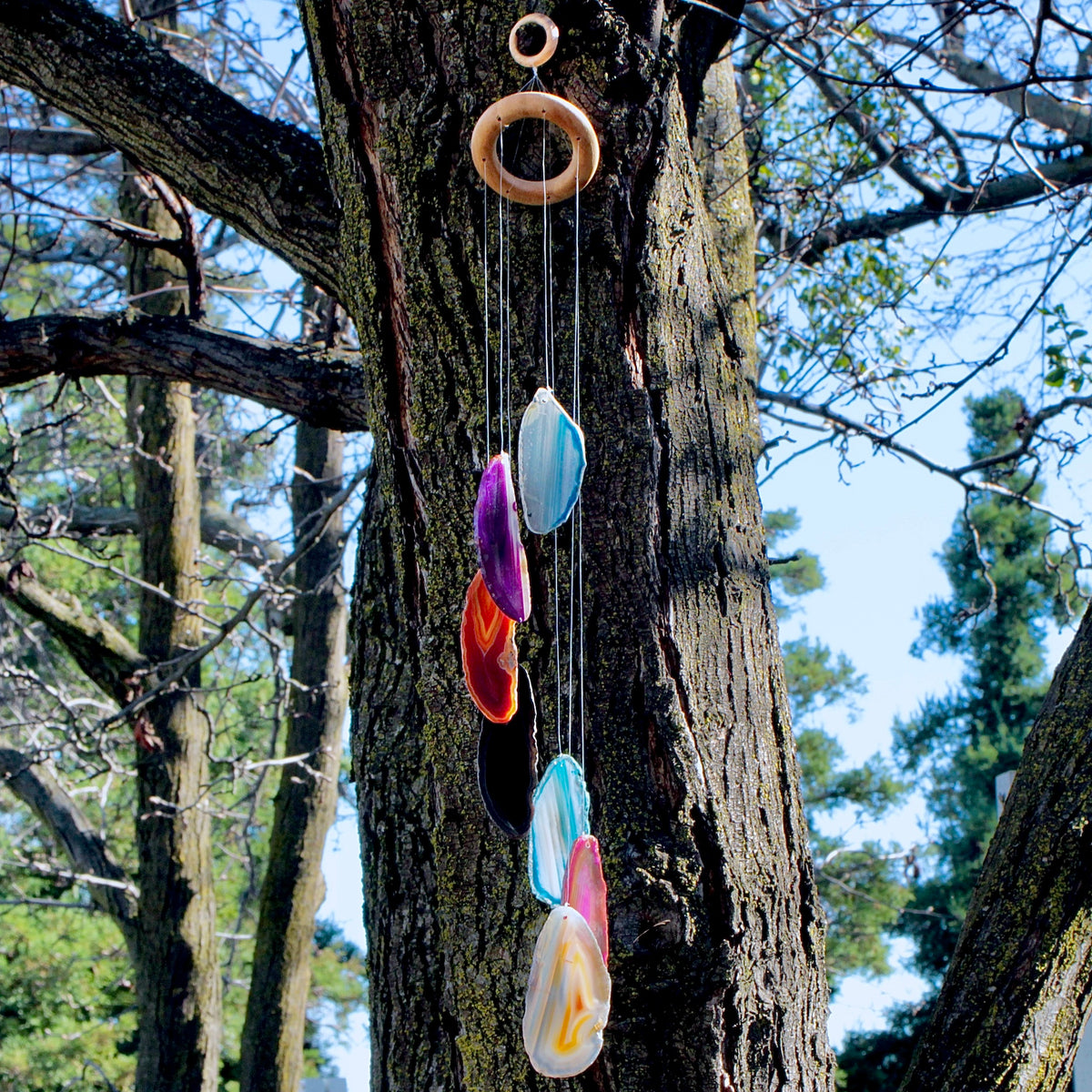 Rainbow Agate Slice Wind Chimes