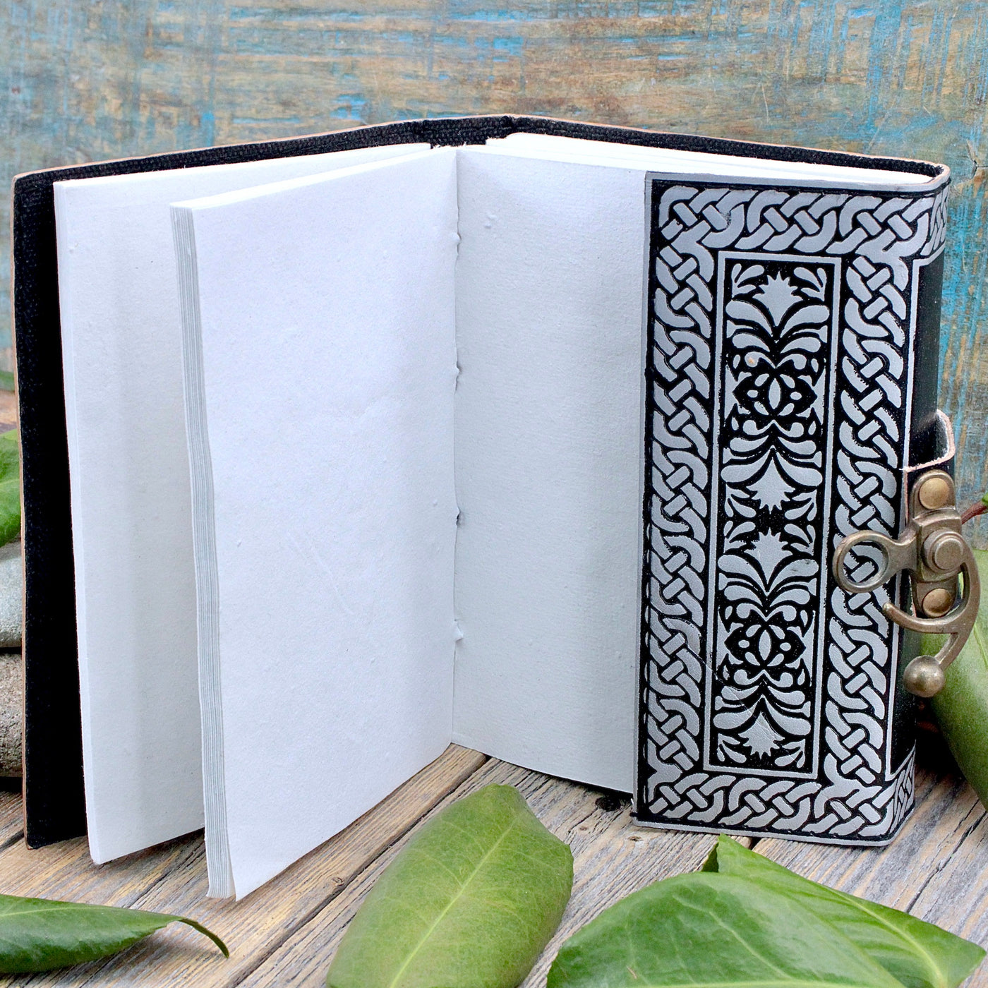 Black & Silver Owl Journal - Leather
