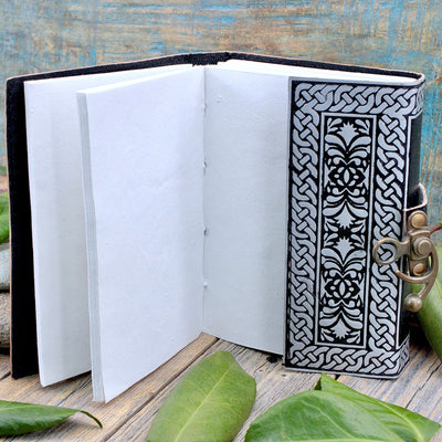 Black & Silver Owl Journal - Leather