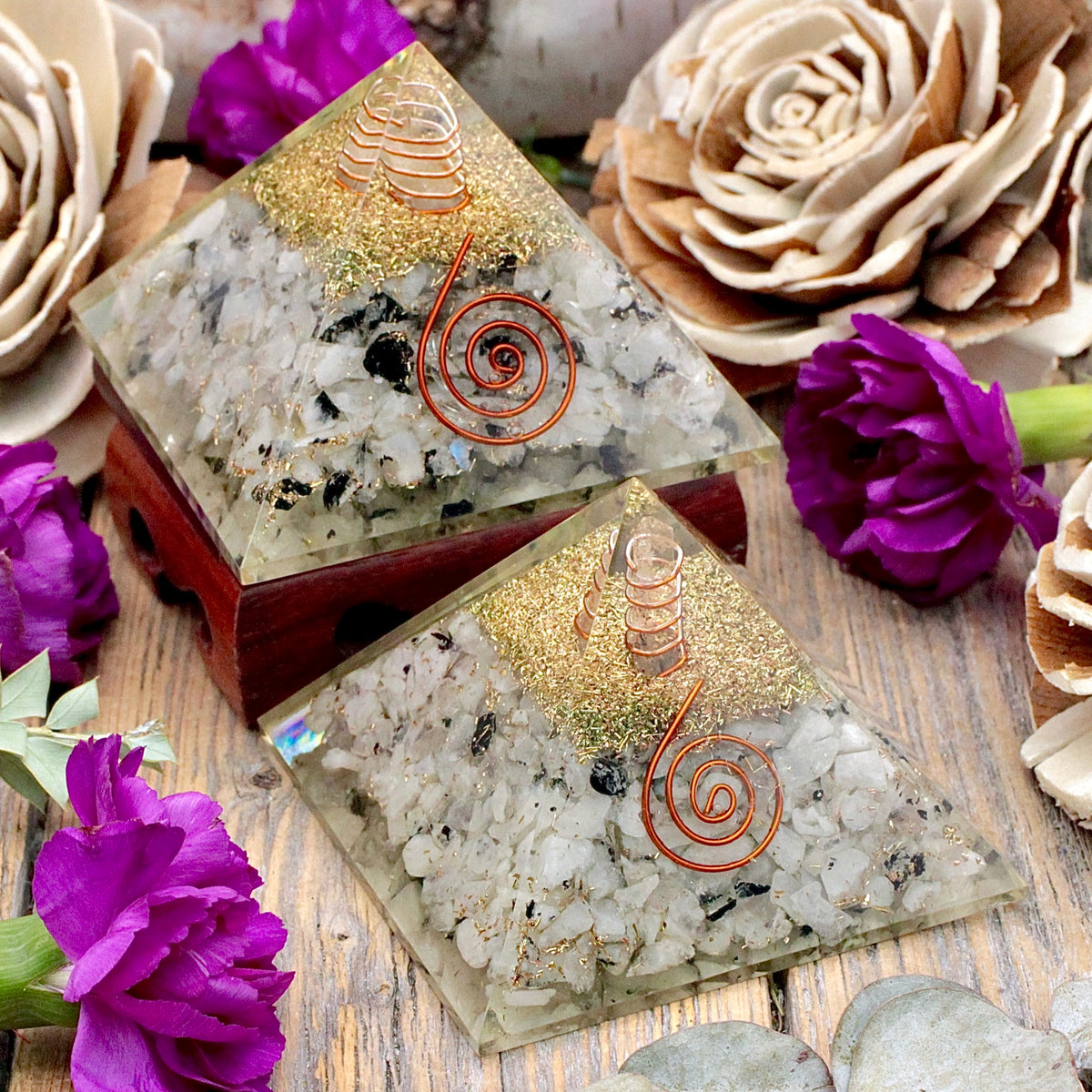 Rainbow Moonstone Orgone Pyramid