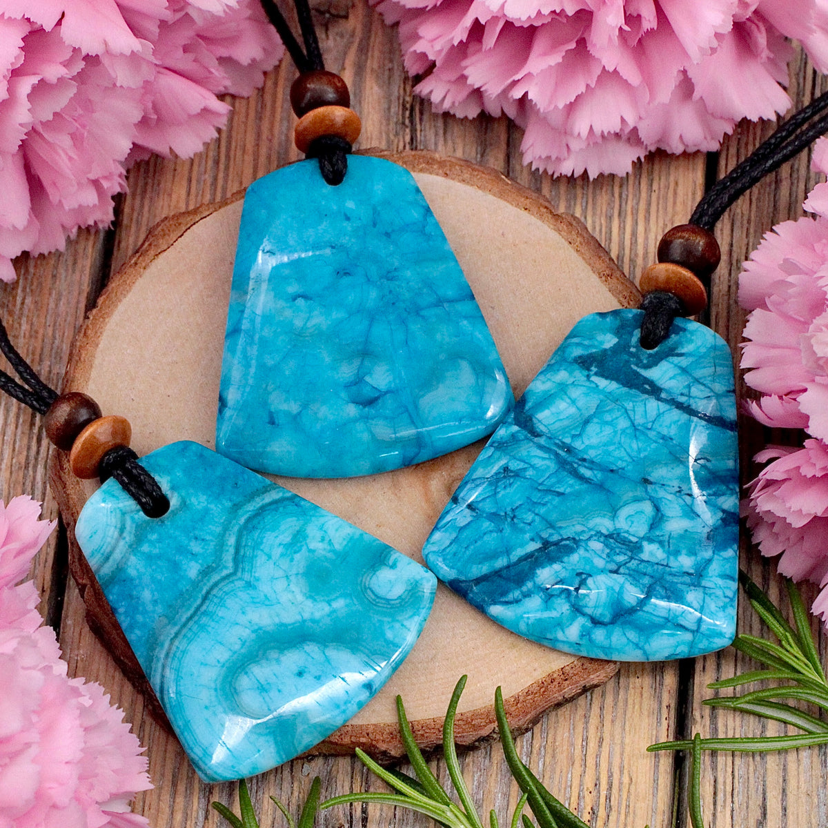 Blue Dyed Agate Pendant