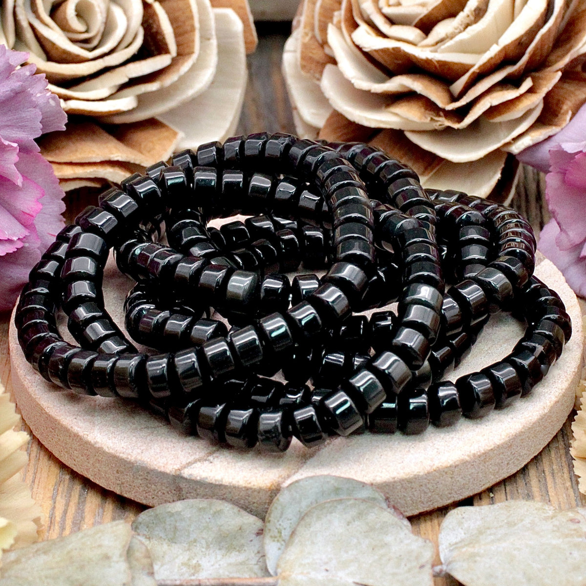 Obsidian Rondelle Bracelet - 7mm