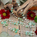 Chrysoprase and Pearl Tumble Chip Necklace