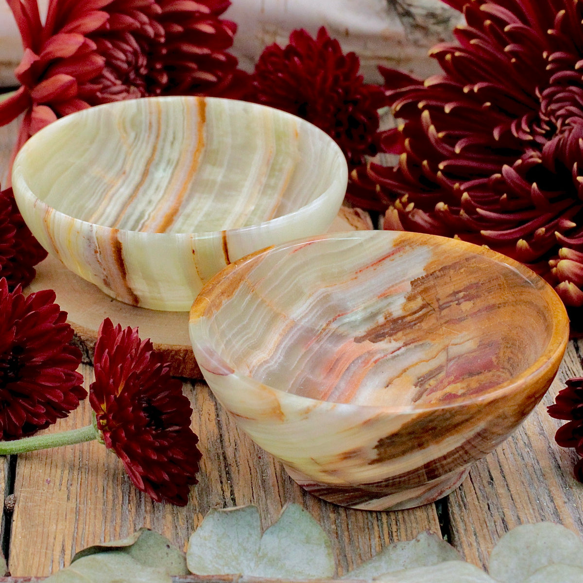 Green Banded Calcite Bowl