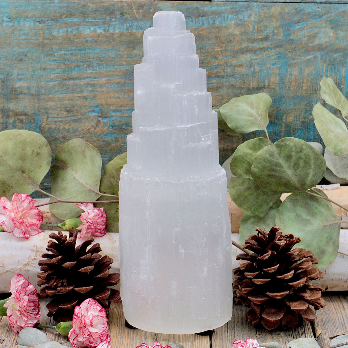 Selenite Lamp Tower 10"