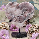 Pink Amethyst Heart on Stand