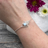 Gemstone Hamsa Bolo Bracelet - Sterling Silver