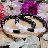Black Tourmaline and Selenite Bracelet - 8mm