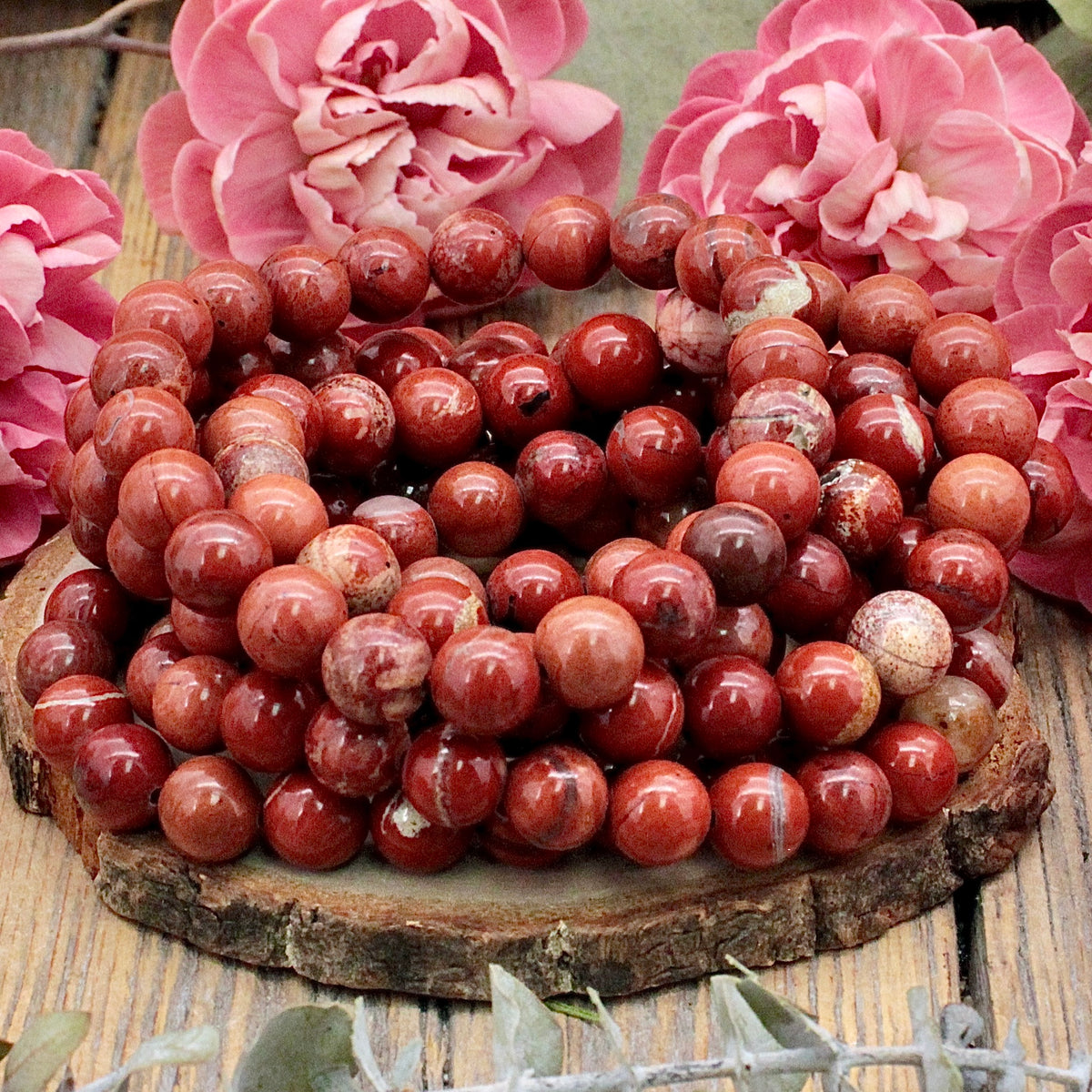 Red Brecciated Jasper Bracelet - 8mm