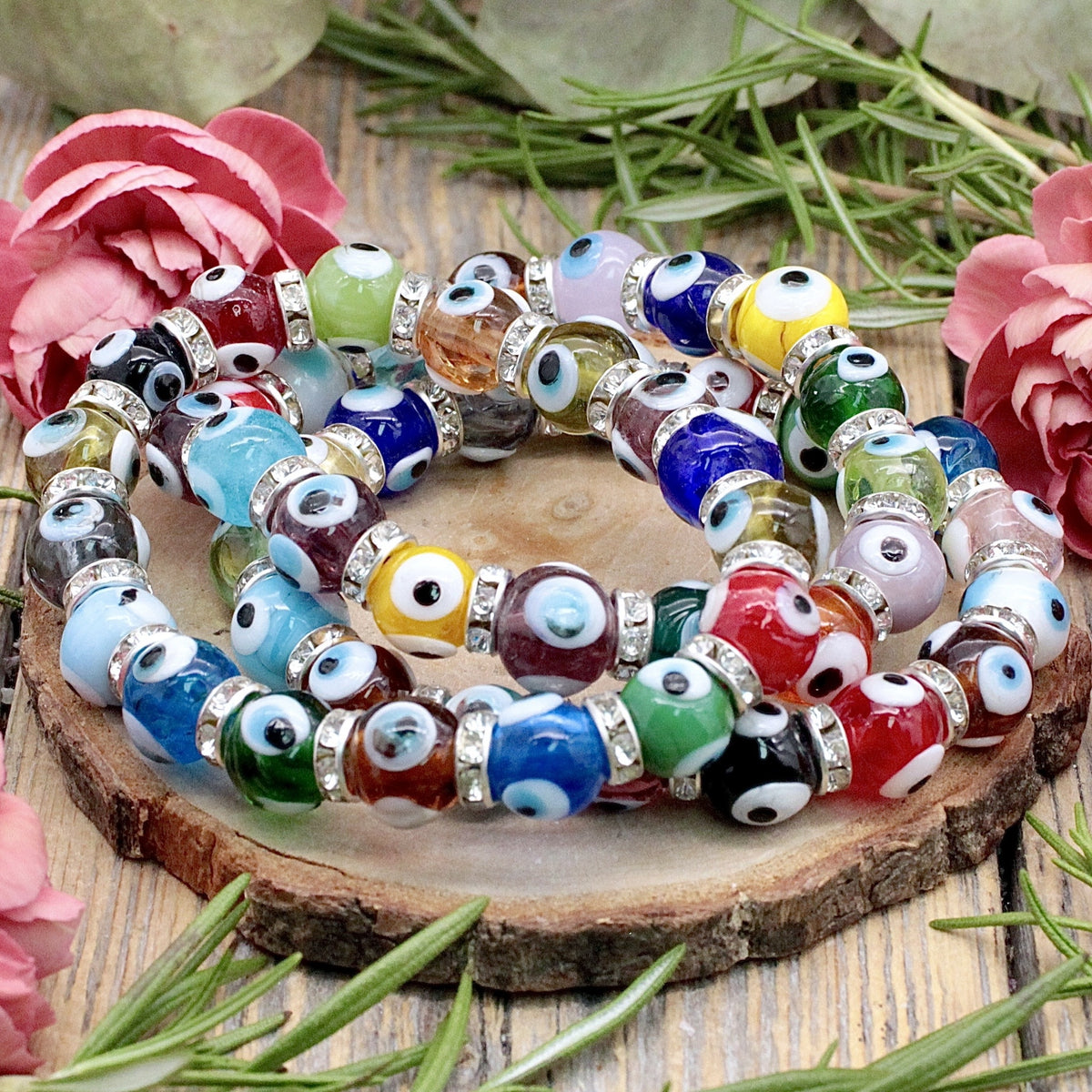 Colored Glass Evil Eye Bracelet