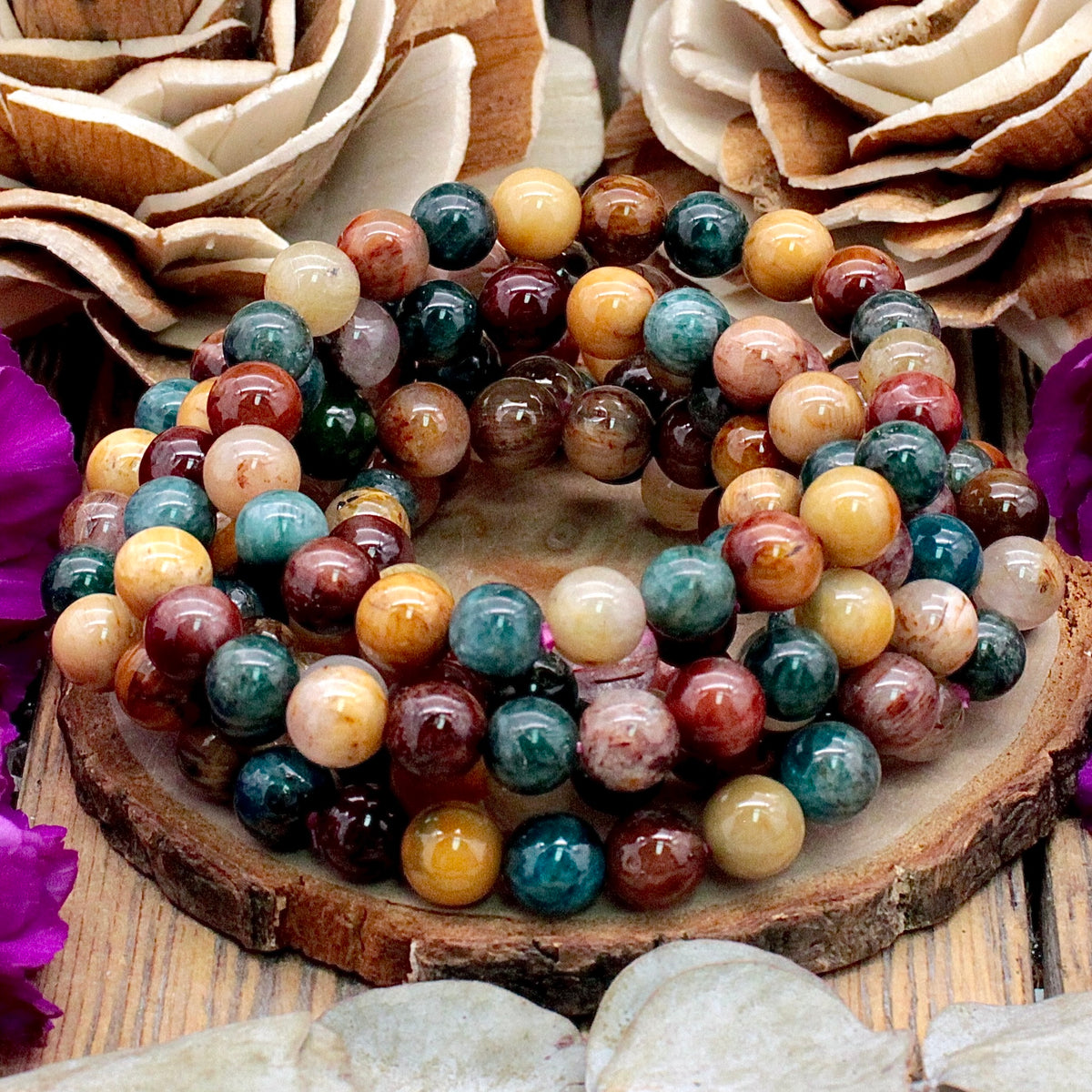 Apatite Rutile Quartz and Yellow Jade Bracelet 8mm