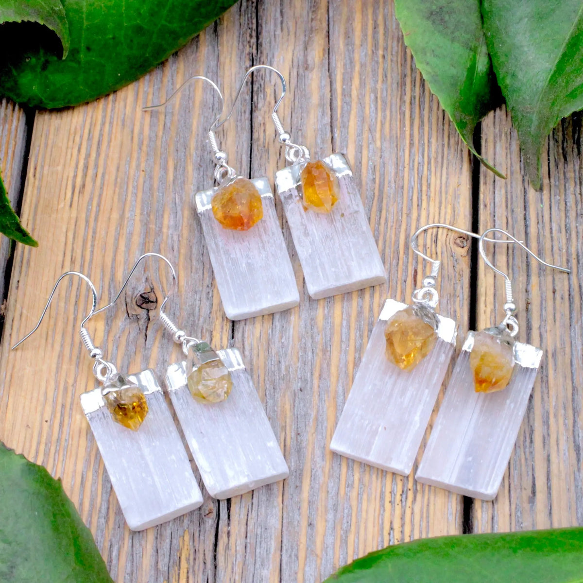 Selenite with Citrine Earrings
