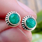 Emerald Stud Earrings - Silverwork