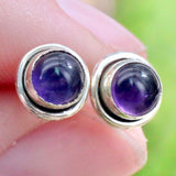 Amethyst Stud Earrings - Silverwork - Sterling Silver