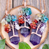 Chakra Tree Wire Wrap Pendant