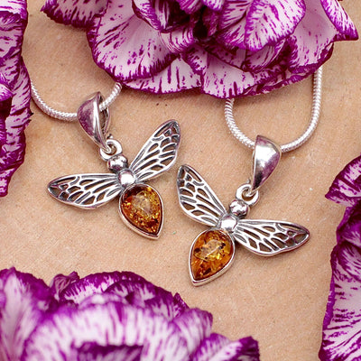 Amber Pendant - Sterling Silver A