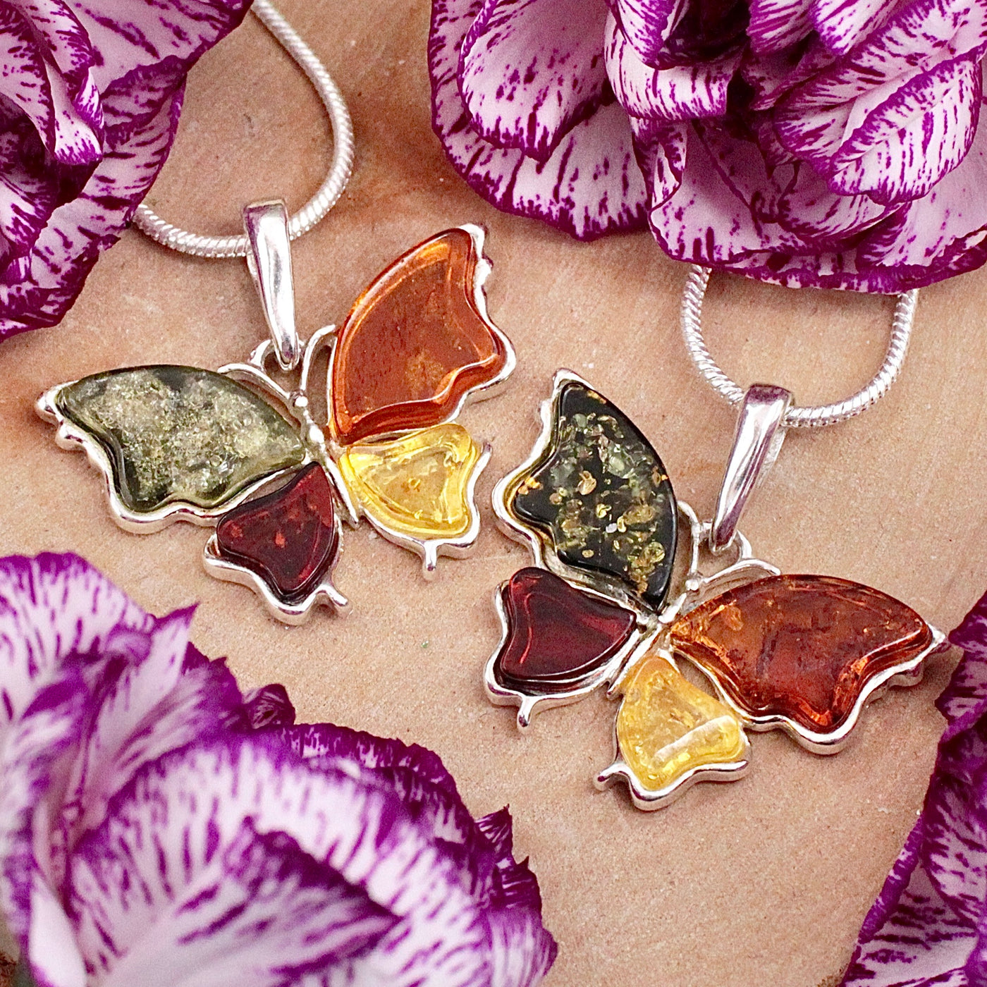 Amber Pendant - Sterling Silver B
