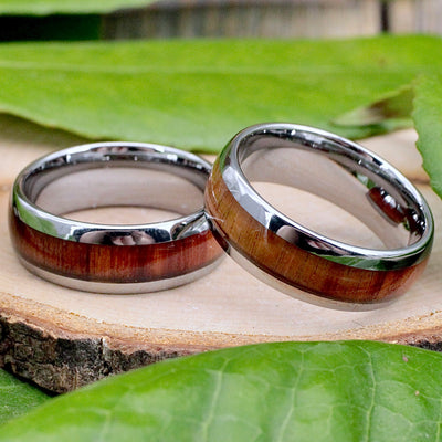 Men's Tungsten Band Ring with Wood Inlay