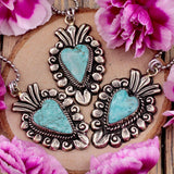 Magnesite Heart Pendant - Tibetan Silver