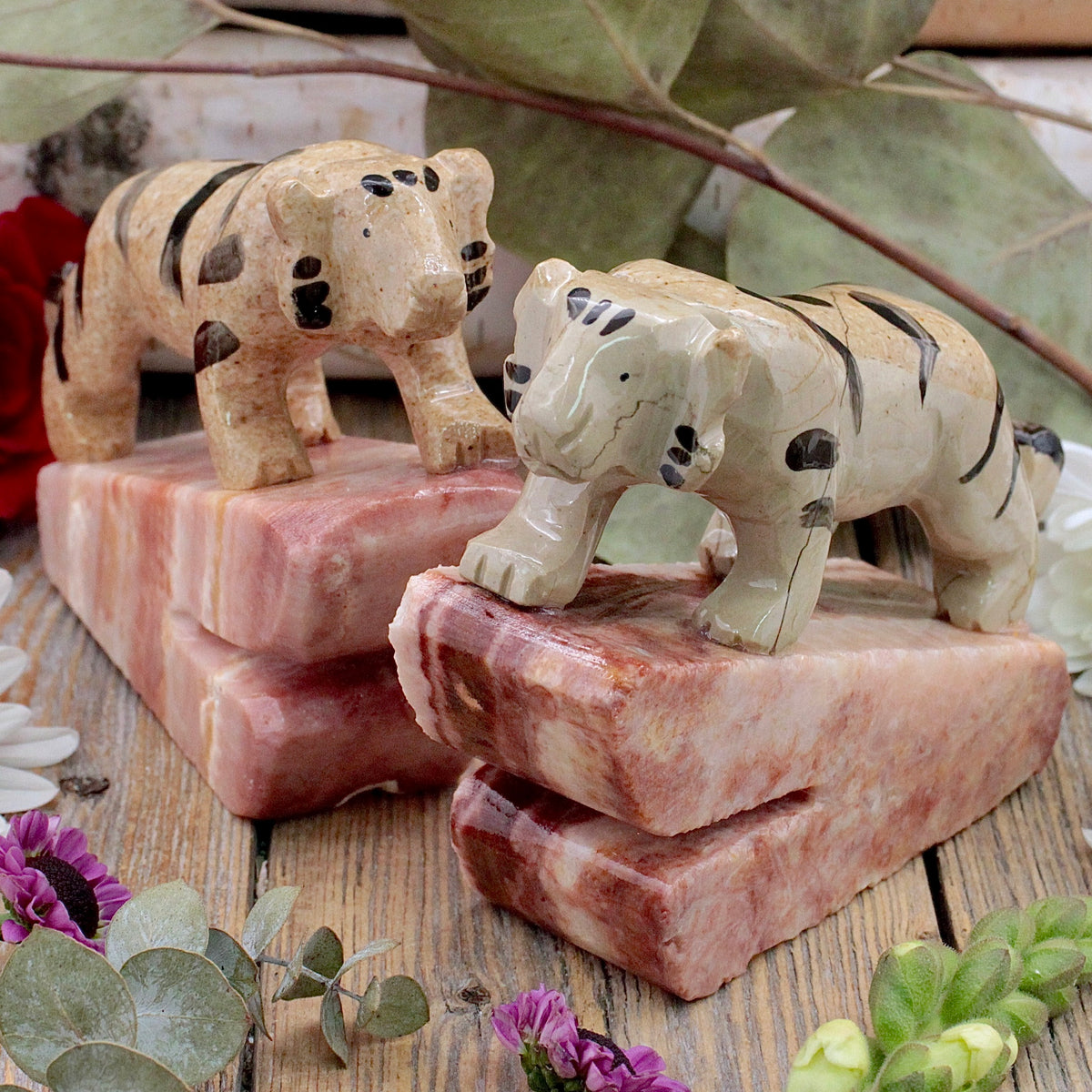 Marble Tiger on Calcite Stand