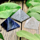 Quartz, Sodalite and Hematite Mini Pyramid Set