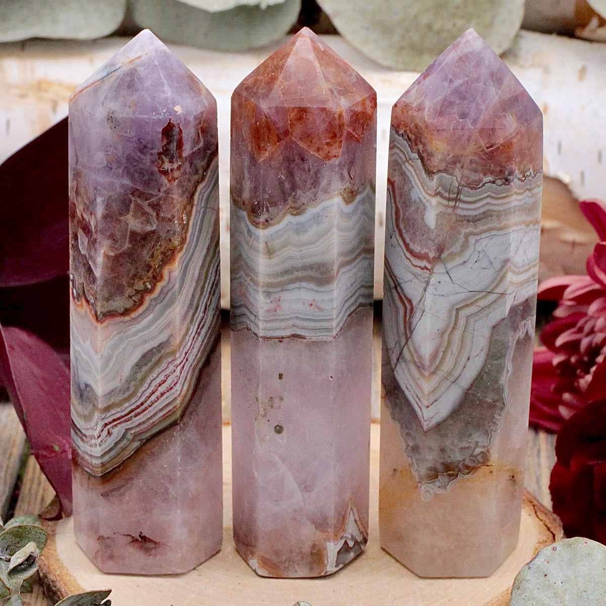 Amethyst with Crazy Lace Agate Tower