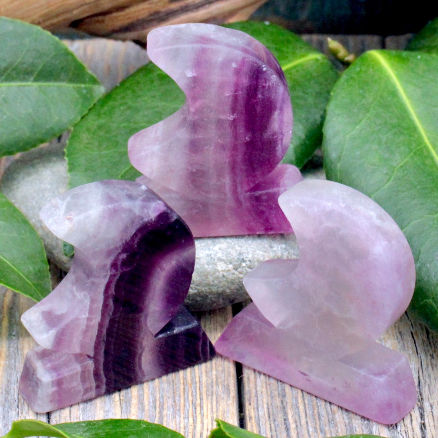 Purple Fluorite Moon Carving