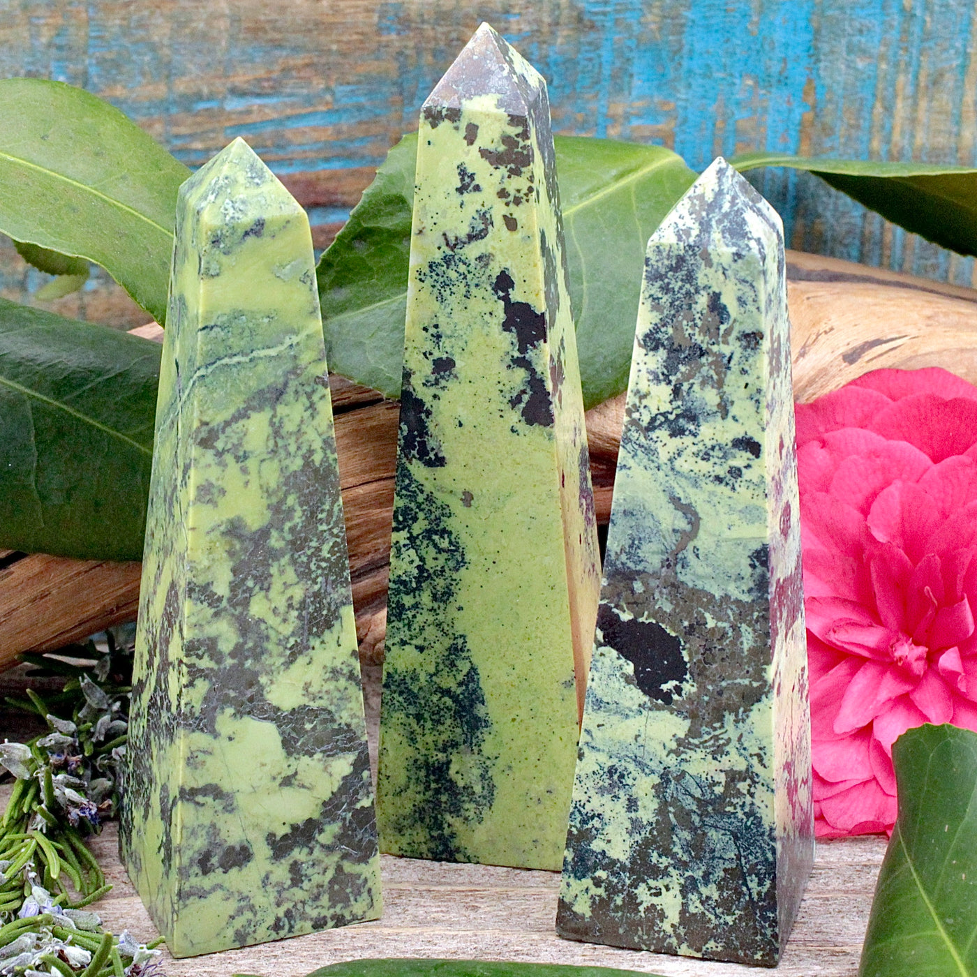 Serpentine with Pyrite Obelisk