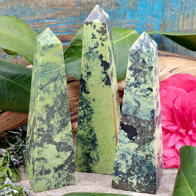 Serpentine with Pyrite Obelisk