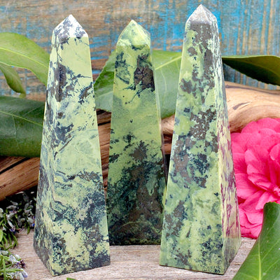 Serpentine with Pyrite Obelisk