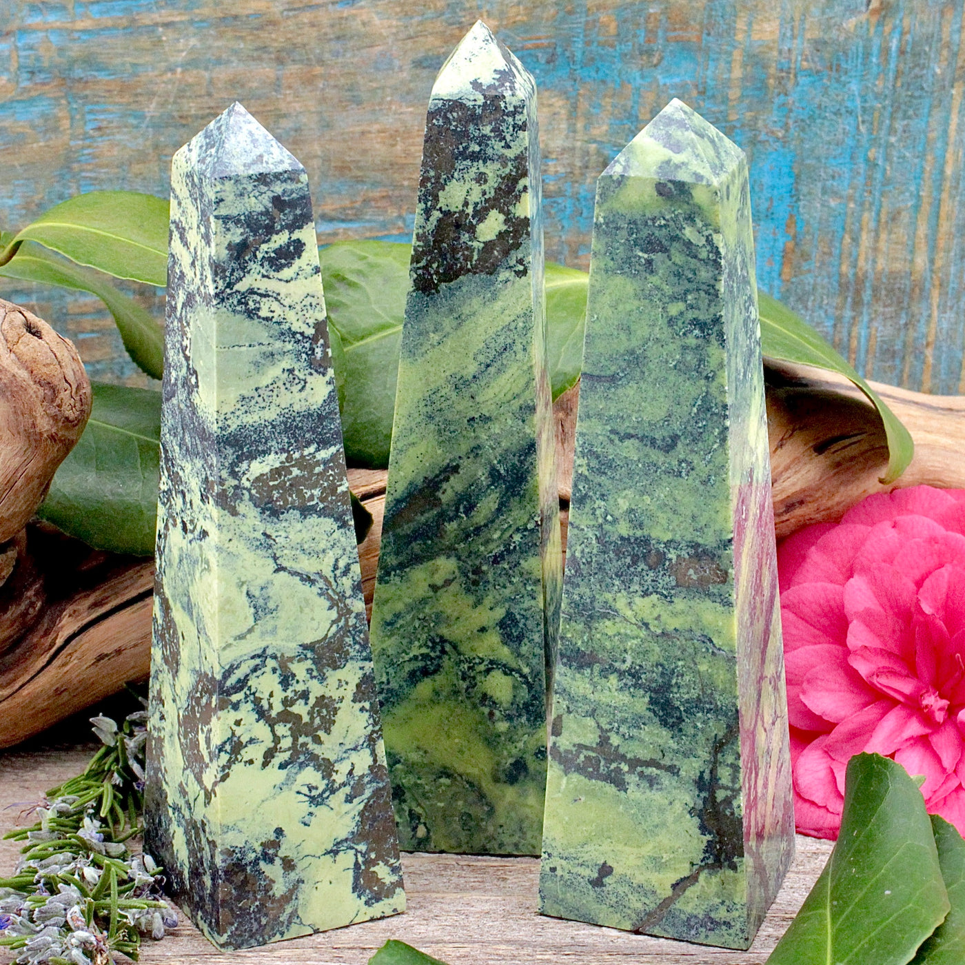 Serpentine with Pyrite Obelisk