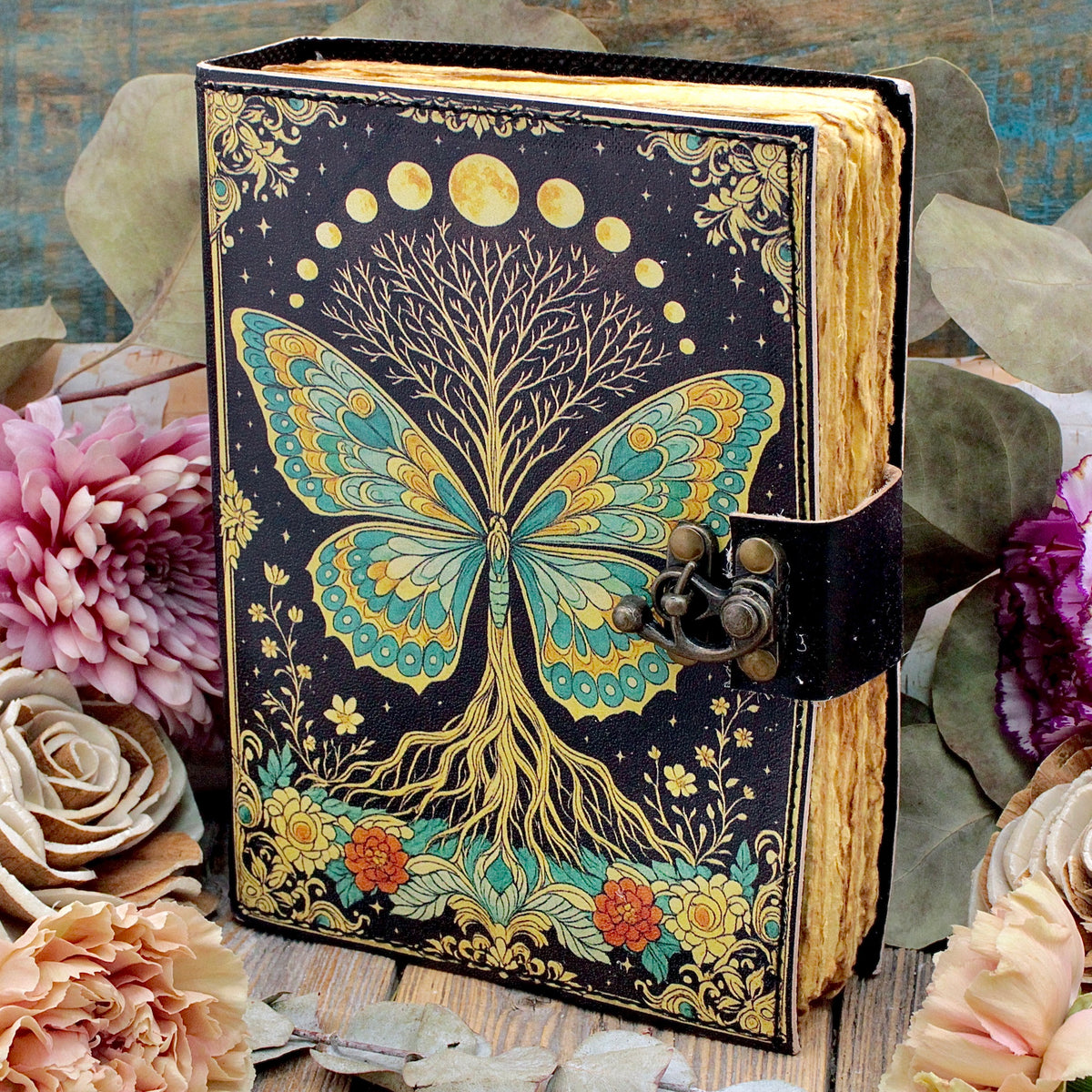 Renewal Leather Journal with Aged Blank Pages and Metal Clasp