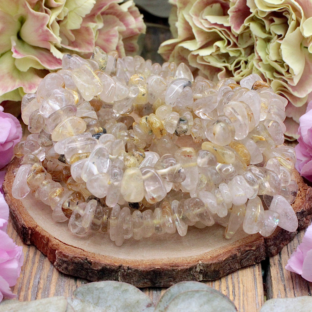 Rutilated Quartz Chip Bracelet