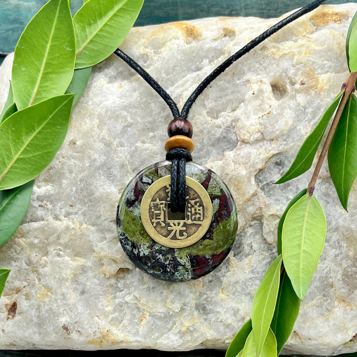 Mind Body Spirit Dragon's Blood Jasper Necklace 40mm